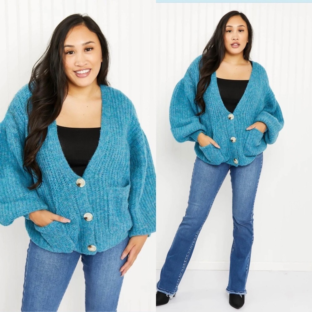 Davi & Dani Just a Fling Puffed Sleeve Cardigan NWT